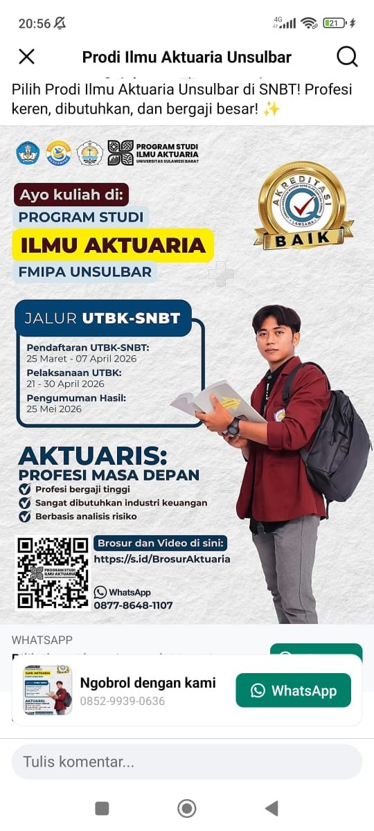 Prodi Ilmu Aktuaria UNSULBAR Dibuka di SNBT 2026, Tawarkan Prospek Karier Bergaji Tinggi