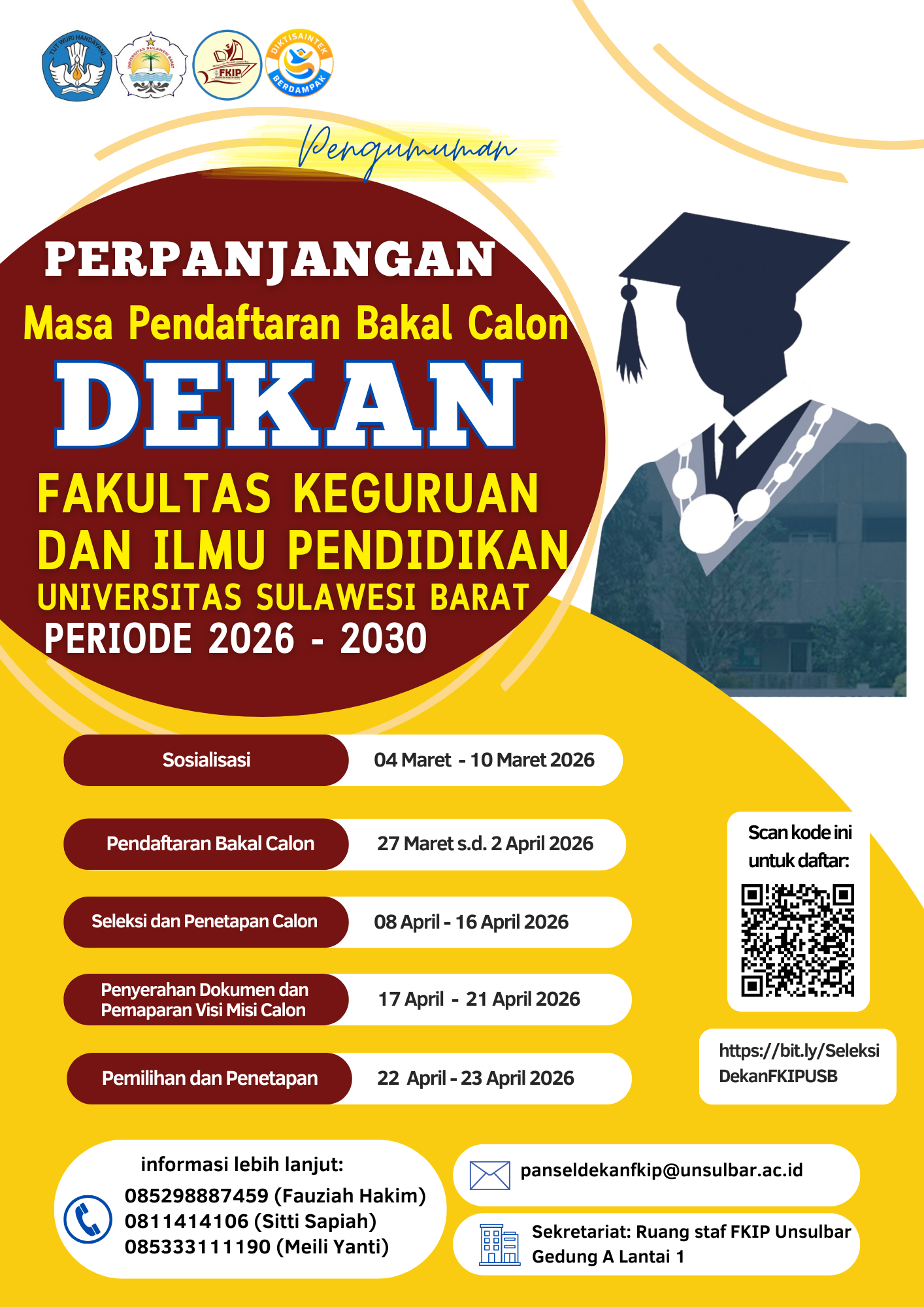 Pendaftaran Bakal Calon Dekan FKIP Unsulbar Diperpanjang hingga 2 April 2026